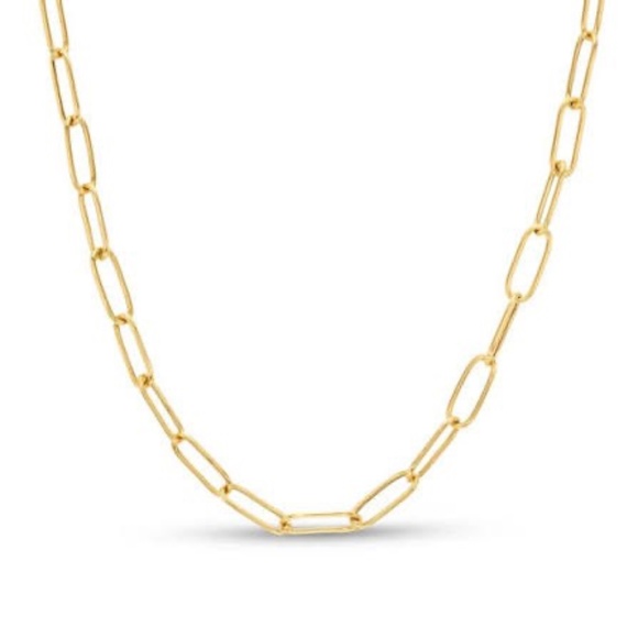 14k 22.5” 4.0mm Paperclip gold link chain necklace hollow real gold 14kt italy - Picture 12 of 12